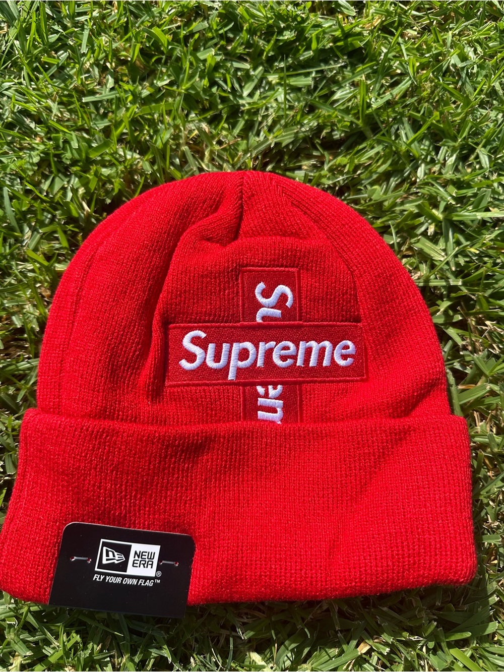 Supreme Red Cross Logo Knit Beanie